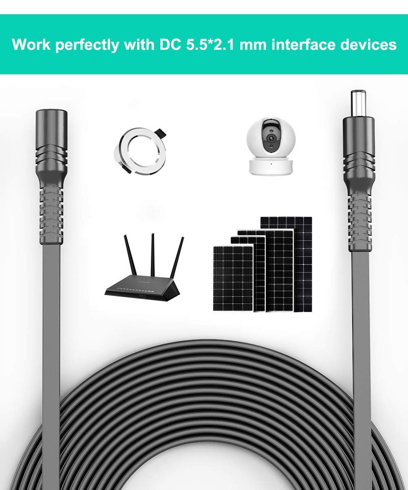 Itramax 12V DC Extension Cable 30ft 2Pack,Flat 5.5mm x 2.1mm 22 AWG Power Supply Extended Cord,5521 12 Volt Female to Male Barrel Plug Extender Adapter Lead for CCTV Security Camera,Eufy,TP-Link Tapo - Image 5